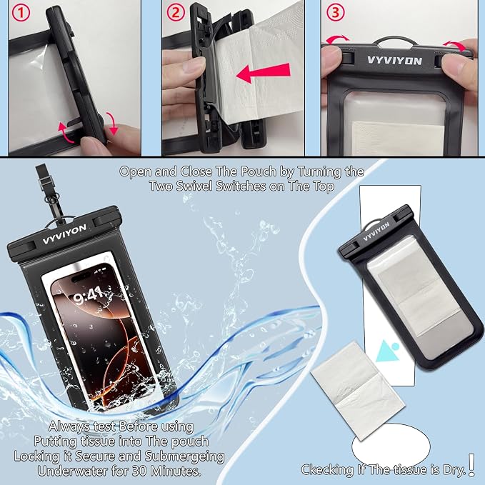 Waterproof Phone Pouch Case 2Pack, IPX8 Cellphone Dry Bag for iPhone 16 15 14 13 12 11 Pro Max & Samsung S25 , Beach Cruise Ship Essentials Waterproof Phone Case Up to 7 inches with Lanyards