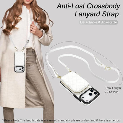 Bocasal Crossbody Wallet Case for iPhone 17 Pro Max, RFID Blocking PU Leather Zipper Handbag Purse Flip Cover, Kickstand Folio Case with Card Slots Holder Wrist Strap Lanyard 5G 6.9 Inch (White)