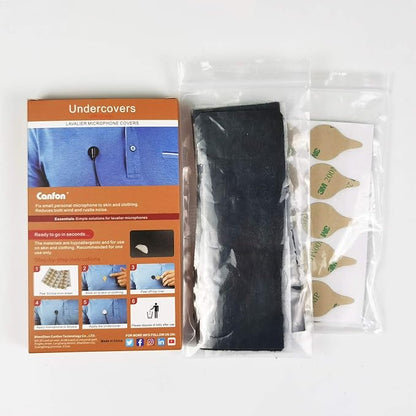 Undercover with 40 Stickies and 40 Fabric Discs for Hiding Lavalier Microphones and Reduce Wind Noise, 20 of Each Black/White