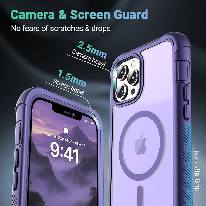 jaroco Magnetic for iPhone 12 Pro Max Case, [Compatible with MagSafe][Military Grade Drop Protection][Heavy Duty Protection][Non-Slip][Shockproof] 2-Layer Durable Bumper Phone Case 6.7''-Dark Purple