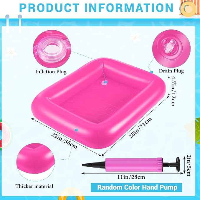 FillTouch Rectangular Inflatable Serving Bar Floating Drink Holder for Pool Inflatable Cup Holders Hot Tub Accessories, Adults Swimming Fun Drink Floats for Swimming Pool Party(Pink)