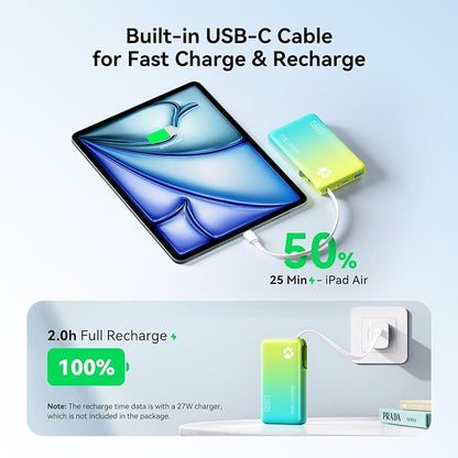 INIU Portable Charger, 45W PD Slim 10000mAh Power Bank with Built-in USB-C, Camping Outdoor Travel Business, for Women Men Students Family Emergency