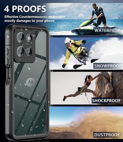 for Moto G 2025 Case, IP68 Waterproof Case with Built-in Screen Protector, Full Body Shockproof Dustproof Rugged Protective Phone Case for Motorola Moto G 2025 Black
