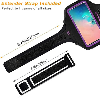 Armband for Samsung Galaxy S26/S25/S24/S23/S22/S21/S20/S10/S9/S8 up to 6.2",Water Resistant Running Exercise Gym Bag with Card Slot and Key Holder (Purple)