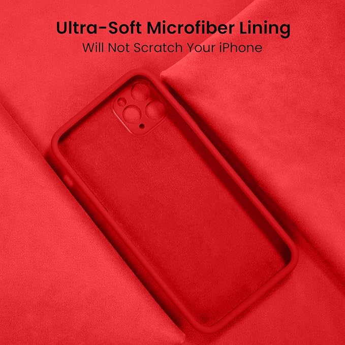 FireNova Designed for iPhone 13 Pro Max Case, Silicone [Camera Protection] Phone Case, Soft Anti-Scratch Microfiber Lining Inside, 6.7 inch, Red
