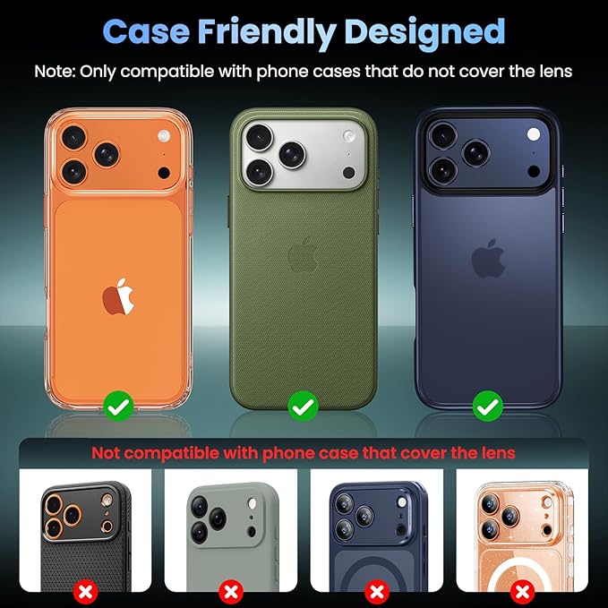 Uyiton for iPhone 17 Pro Max Camera Lens Protector - [Unique Typography + Phone Lens Red Circle Design] Metal Tempered Glass Camera Cover, Black + Red