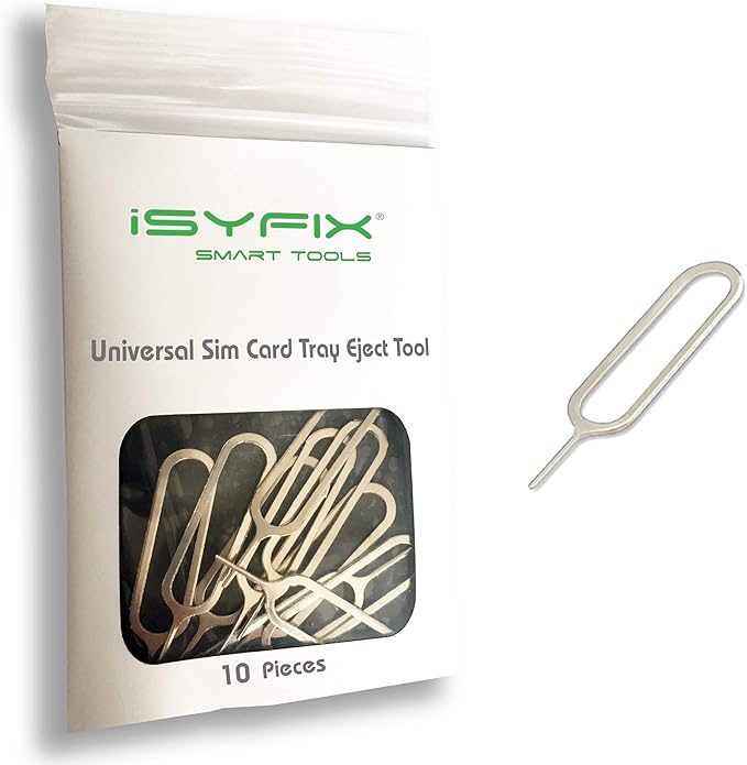 Sim Card Tray Pin Eject Removal Tool Needle Opener Ejector 10X Pack By iSYFIX for All iPhone, Apple iPad, HTC, Samsung Galaxy, and Most Smartphone Brands