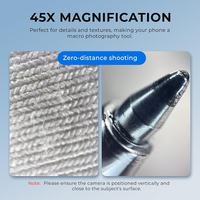 Freewell 45x Macro Lens for Smartphones 17mm Threaded Extreme Detail Close-Ups Lens for iPhone & Samsung