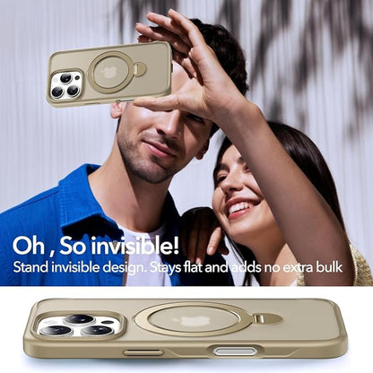 Anqrp 360° All-in-ONE Stand Case for iPhone 16 Pro with Rotatable Magnetic Kickstand Ring Holder, Compatible with MagSafe, MIL-Grade Shockproof iPhone 16 Pro Phone Case Cover 6.3" Titanium Gold