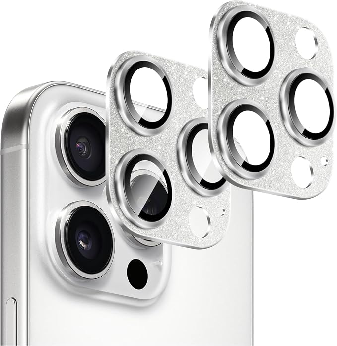 SAHARA - Ultra-Strong Camera Lens Protector for iPhone 16 Pro/16 Pro Max (2-Pack), Glitsen, (ZD00165)