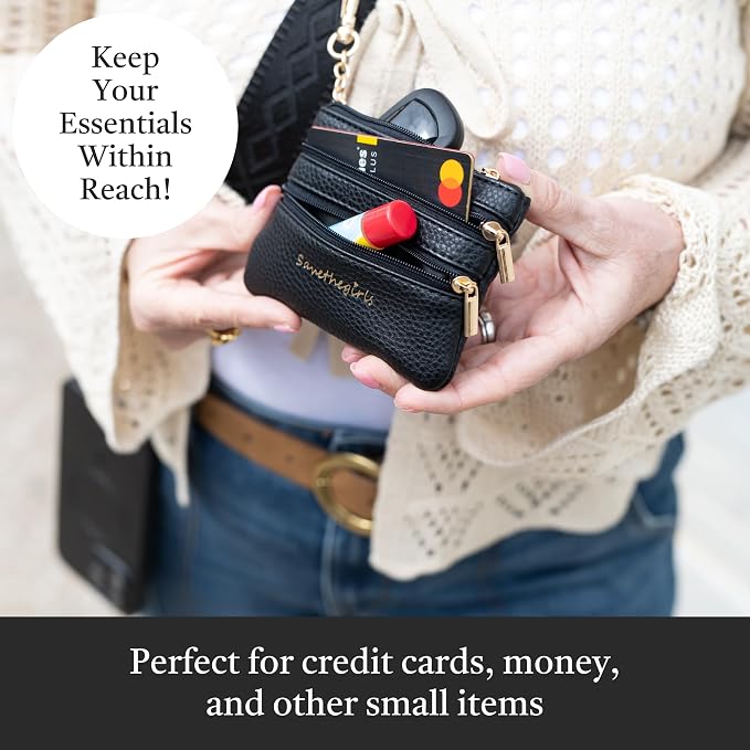 Save the Girls Original Clip and Go Phone Strap Pattern - Crossbody Phone Strap Chain with Zipper Wallet Pouch