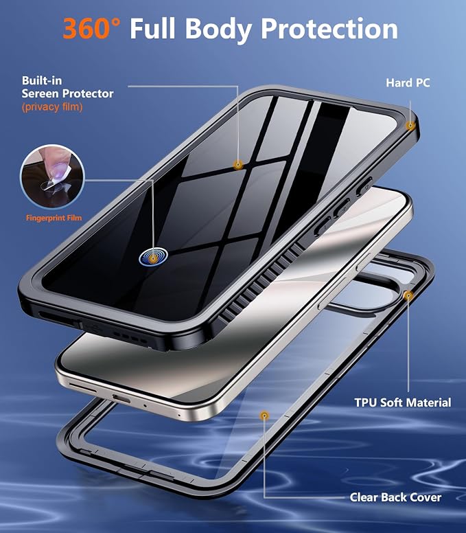 Temdan for Google Pixel 10 Pro Case Waterproof,Built-in Lens & Screen Protector[Full Body Shockproof][Military Dropproof][Dustproof][IP68 Underwater]Protective Cover for Pixel 10 Pro 6.3”-Black/Clear