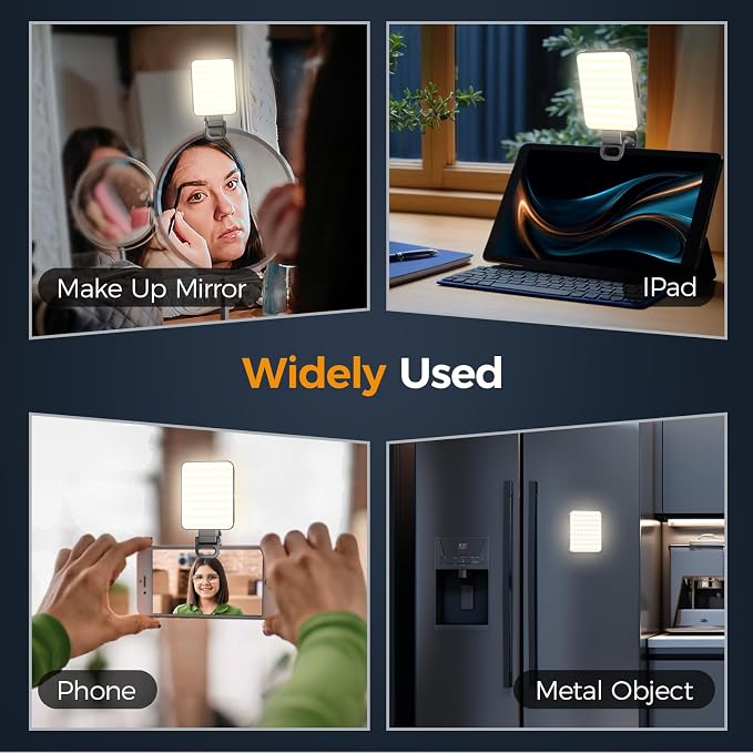 Magnetic Selfie Light for Cell Phone, gliship 128 Led Selfie Light Compatible with Magsafe Rechargeable Portable Clip Fill Light with 3 Lights Modes for Phone Camera Laptop Camera