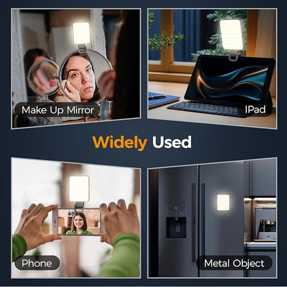 Magnetic Selfie Light for Cell Phone, gliship 128 Led Selfie Light Compatible with Magsafe Rechargeable Portable Clip Fill Light with 3 Lights Modes for Phone Camera Laptop Camera