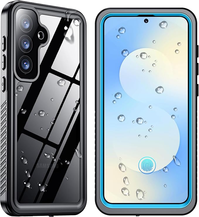 SPIDERCASE Designed for Samsung Galaxy S25 FE Case Waterproof,Built-in Screen & Camera Lens Protector[IP68 Underwater][Military Grade Shockproof] Full Body Protection Phone Case, Blue/Clear