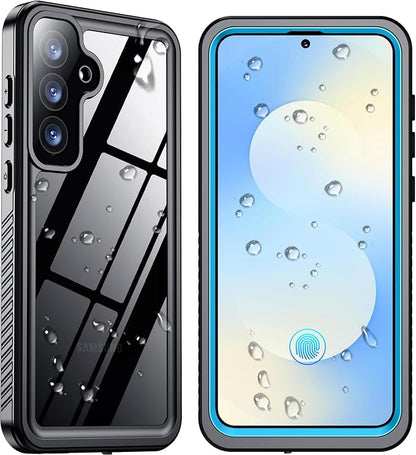 SPIDERCASE Designed for Samsung Galaxy S25 FE Case Waterproof,Built-in Screen & Camera Lens Protector[IP68 Underwater][Military Grade Shockproof] Full Body Protection Phone Case, Blue/Clear