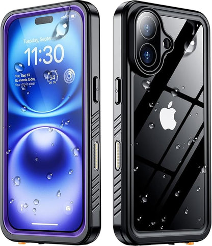 SPIDERCASE for iPhone 16 Waterproof Case, Built-in Screen Protector,12FT Military Shockproof, IP68 Underwater Heavy Duty Sealed Protection with Lanyard for iPhone 16 6.1“, Purple