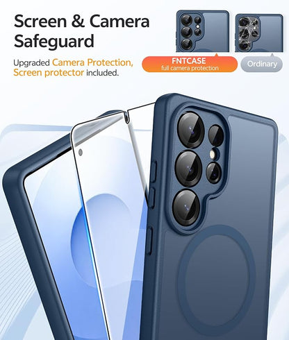 FNTCASE for Samsung Galaxy S26 Ultra Case, Compatible with Magsafe Blue | Screen Protector, Full Camera Protection, Translucent Matte, 14FT Military Grade Drop Proof, Protective Phone Cover