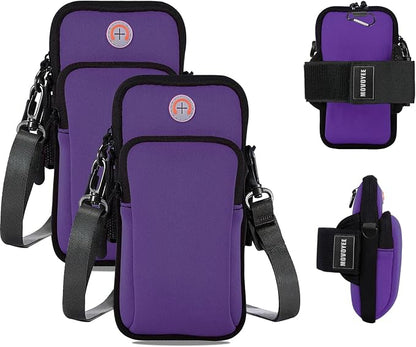 Phone Holder for Running Armband,2 Pack Cell Phone Crossbody Bags for Women Kids,iPhone 17 16 16e 15 14 13 12 11 Pro Max Xs X Plus Mini Galaxy Ultra S26 Note Key Pouch Workout Sports Arm Band