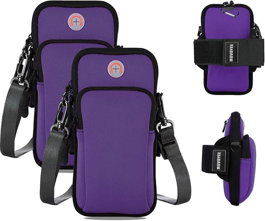 Phone Holder for Running Armband,2 Pack Cell Phone Crossbody Bags for Women Kids,iPhone 17 16 16e 15 14 13 12 11 Pro Max Xs X Plus Mini Galaxy Ultra S26 Note Key Pouch Workout Sports Arm Band