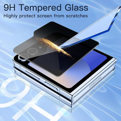 JETech Front Privacy Screen Protector for Galaxy Z Flip 7 FE/Flip 6, 2-Pack | Anti-Spy 9H Tempered Glass, Easy Installation Tool, Case-Friendly