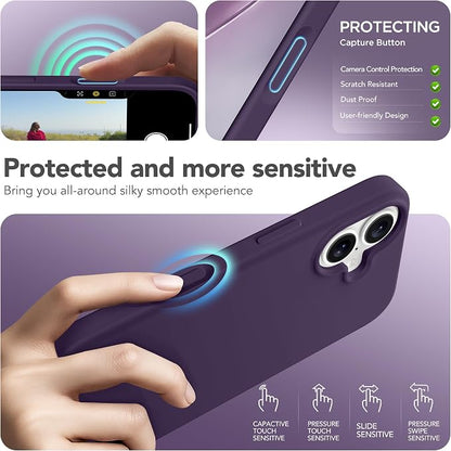 GONEZ Magnetic for iPhone 17 Case, Compatible with MagSafe, [Screen Protector + Camera Lens Protector], Liquid Silicone Anti-Scratch Shockproof Protective Phone Case 6.3 inch, Deep Purple