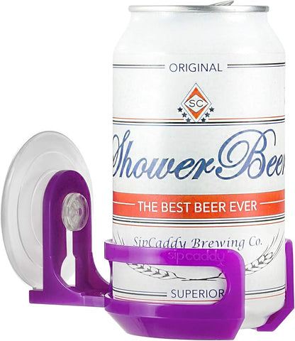 Bath & Shower Portable Cupholder Caddy for Beer & Wine Suction Cup Drink Holder, Purple