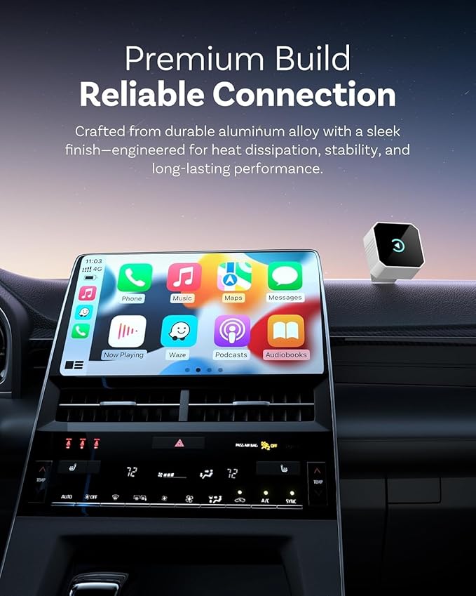 Wireless CarPlay Adapter for Apple iPhone & Android, 2026 Upgraded 2-in-1 Plug and Play Converts Wired to Wireless CarPlay Android Auto, Fast Auto-Connect, Zero Latency with USB/USB-C Port