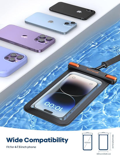 Lamicall Large Size Waterproof Phone Pouch Case - [ Big Case Friendly ] for Galaxy S25 Ultra, S22 23 S24 Ultra with Case, for iPhone 17 16 15 14 13 Pro Max, Plus Mini, Gift for 7.5" Devices