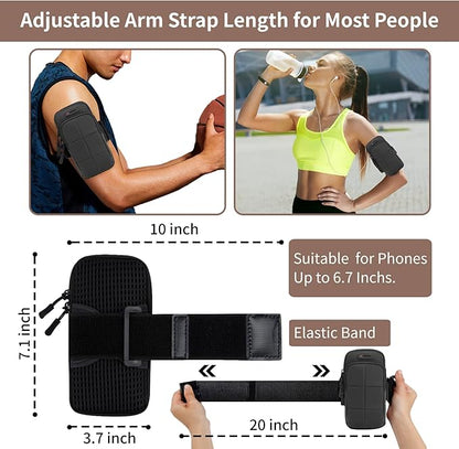 Prime Comfort Phone Arm Bands for Running, Armband Cell Phone Holder for Exercise (Black)