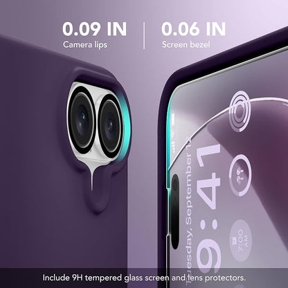 GONEZ Magnetic for iPhone 16 Case, Compatible with MagSafe, [Screen Protector + Camera Lens Protector], Liquid Silicone Shockproof Protective Phone Case for iPhone 16 6.1", Deep Purple