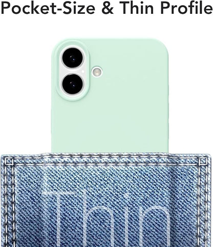 for iPhone 17 Case Silicone Compatible with Magsafe Case, Ultra Slim Thin Magnetic Phone Cases Mag Safe, Cute Soft Rubber Gel TPU Matte Plain Wireless Charging Cover for Women, Mint Green