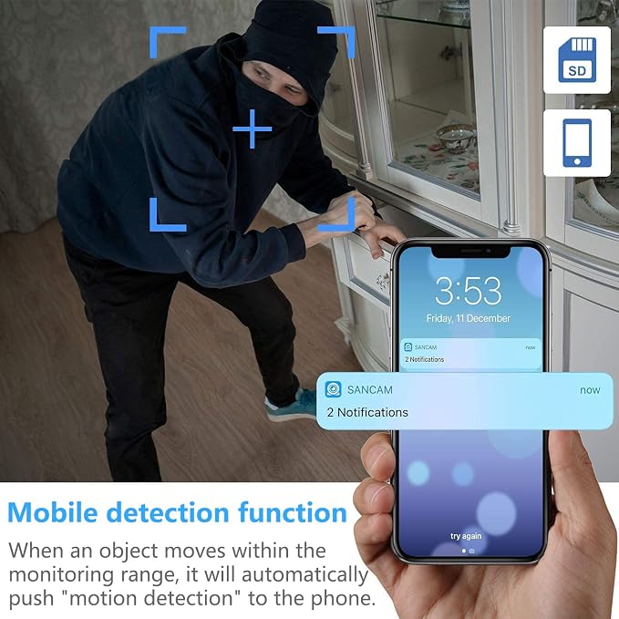 4K Security Cam with Night Vision and Built-in Battery Camera, Home/Office Camera Wireless Technology for Phone App Monitor GTYT