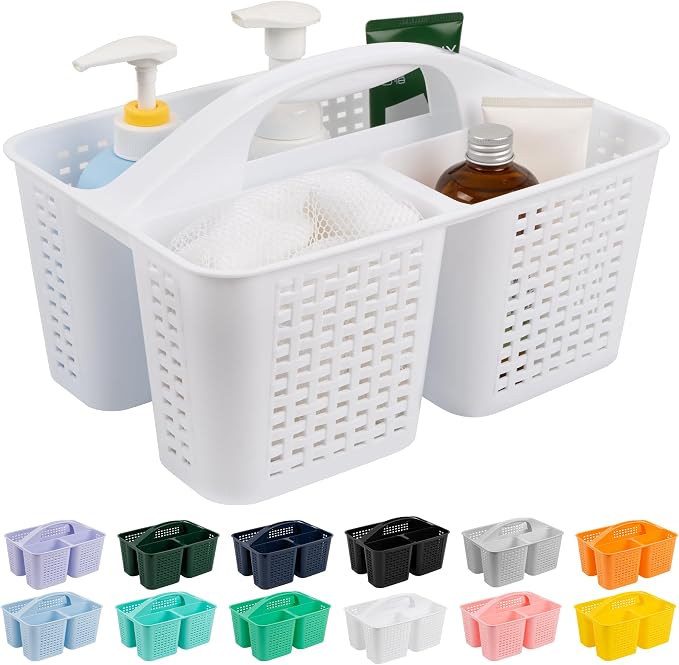 Tiawudi Portable Shower Caddy, Caddy Organizer with Handle, Plastic Shower Basket Hold Soap, Shampoo, Hair Supplies and Beauty Products, Cleaning Supplies Organizer for Home, Dorm, Shelf and Cabinet
