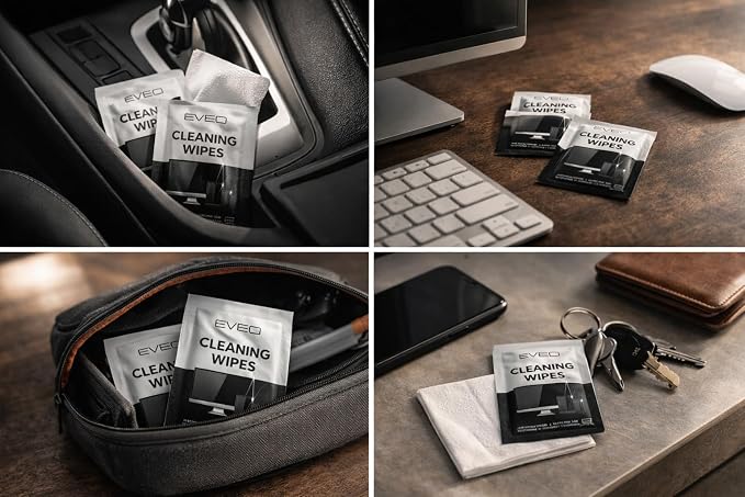 EVEO Screen Wipes (150 Pack) - Electronic Wipes, Computer Screen Cleaner Wipes for Electronics | Computer Screen Wipes Phone Wipes & Lens Wipes for PC, Laptop, Phone, Car & More - Microfiber Included