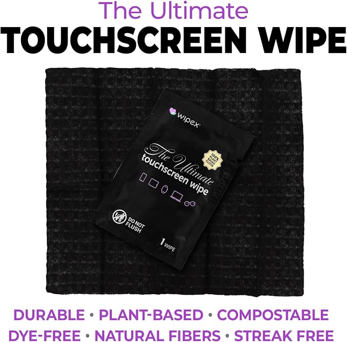 Wipex Touch Screen Wipes for Electronics - Electronic Wipes & Car Screen Cleaner - 24 Individually Wrapped, Large Soft Screen Cleaner Wipes for Laptop, iPhone, Auto Touchscreens, Glasses (3 Pack)