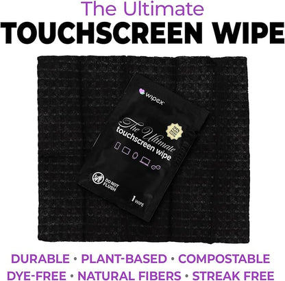 Wipex Ultimate Auto Screen Wipes - 24ct Individually Wrapped Car Wipes for Interior Cleaning, Streak-Free & Residue-Free Polish, Plant-Based Black Cloth, Ideal for Screens, Gauges, Mirrors & Dashboard