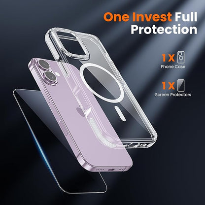 3 in 1 for iPhone 17 Case Clear Bumper,Fits MagSafe, Yellowing-Resistant Acrylic Back, Shockproof Guard Corners, Military-Grade Protection for Phone Cover 6.3 inch
