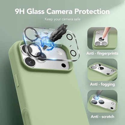 GONEZ Magnetic for iPhone 17 Pro Case, Compatible with MagSafe, [Screen Protector + Camera Lens Protector], Liquid Silicone Anti-Scratch Shockproof Protective Phone Case 6.3 inch, Green