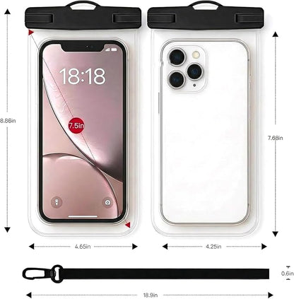 1/2 Pack Waterproof Phone Pouch Compatible with iPhone 17 16 15 Pro Max & Galaxy S24+/S23 7in Waterproof Phone Case, IPX8 Beach Travel Must Haves, Beach Essentials, Black and Blue, 2 Pack