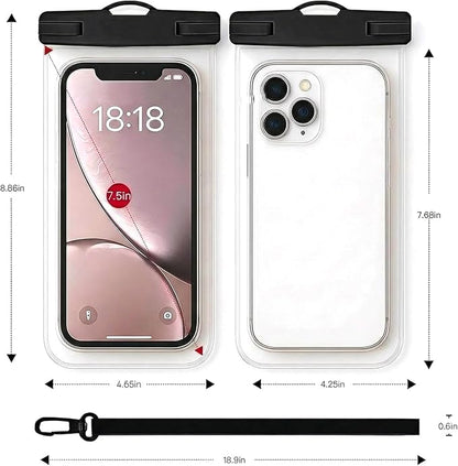1/2 Pack Waterproof Phone Pouch Compatible with iPhone 17 16 15 Pro Max & Galaxy S24+/S23 7in Waterproof Phone Case, IPX8 Beach Travel Must Haves, Beach Essentials, Black and Red, 2 Pack