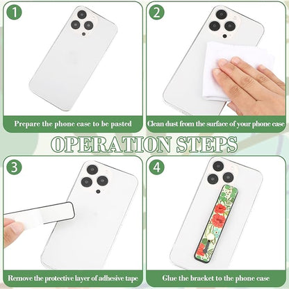 Weewooday 6 Pieces Phone Grip Holder Cell Phone Grip Strap Telescopic Finger Strap Stand Universal Finger Kickstand for Most Smartphones(Floral Color)