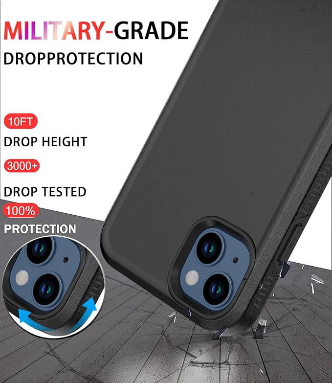 Diverbox for iPhone 13 case [Shockproof] [Dropproof] [Tempered Glass Screen Protector ],Heavy Duty Protection Phone Case Cover for Apple iPhone 13 (Black-2in1)