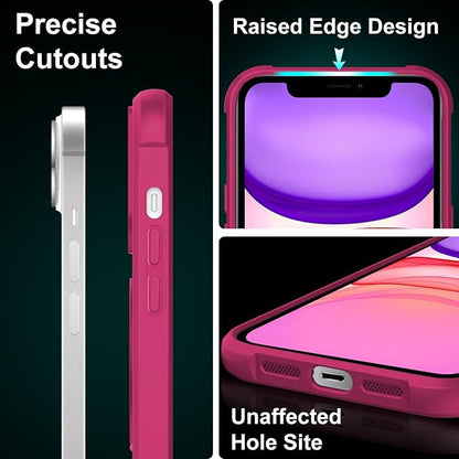 360° Magnetic Swivel Ring for iPhone 11 case, Built-in Metal Stand and Ring Holder, Magsafe Compatible, Military Grade Protection, Shock and Vibration Resistant- Rose Pink