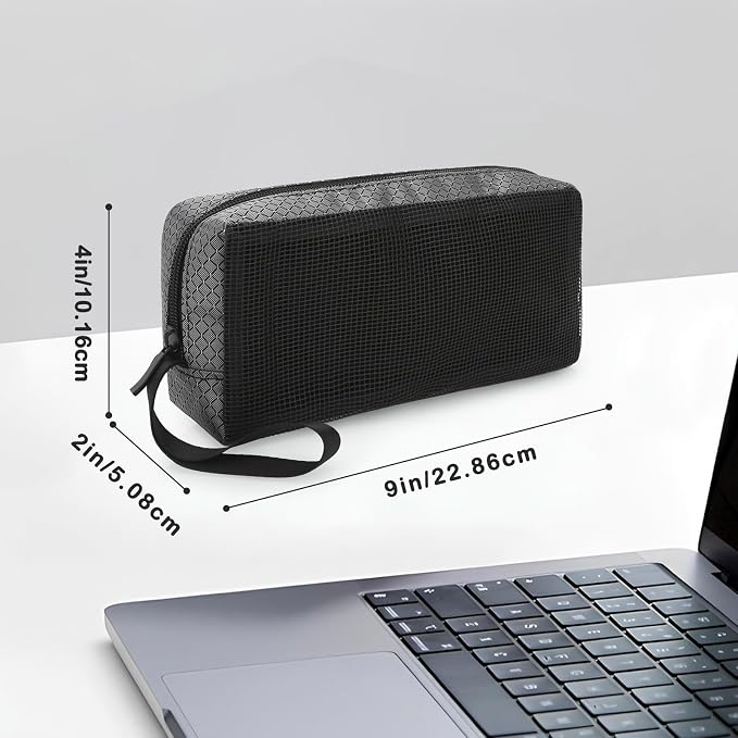 E-Tree Mesh Tech Pouch,Electronics Organizer Case Bag,Travel Accessories | portable laptop charger organizer with handle strap,for cable,cord,power bank,electric computer accessories