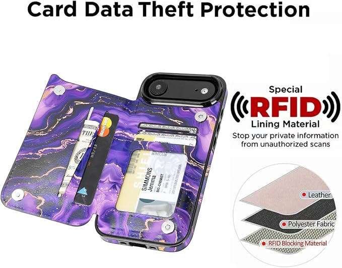 uCOLOR for iPhone 17 Air Wallet Case with Card Holder PU Leather RFID Blocking Design iPhone Air flip case for Women Men Magnetic Clasp Kickstand Design 6.5 inch (Amethyst Dreams)