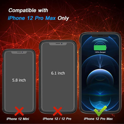 Battery Case for iPhone 12 Pro Max, [12000mAh] Enhanced Portable Protective Qi Wireless Charger Case Battery Pack with CarPlay Wireless Charging Case Compatible for iPhone 12 Pro Max (6.7 inch)-Black