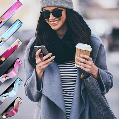 Weewooday 6 Pieces Phone Grip Holder Cell Phone Grip Strap Telescopic Finger Strap Stand Universal Finger Kickstand for Most Smartphones(Dreamy Colors)