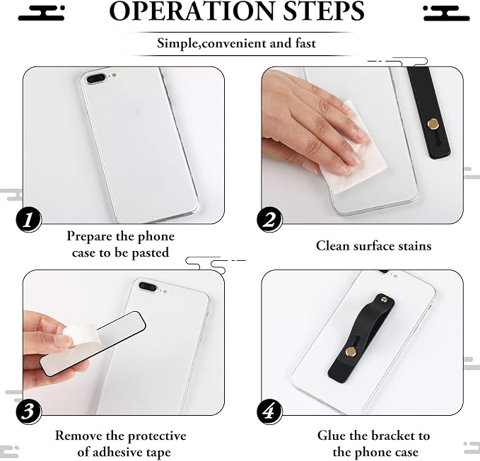 Weewooday 6 Pieces Phone Grip Holder Cell Phone Grip Strap Telescopic Finger Strap Stand Universal Finger Kickstand for Most Smartphones(White, Black)