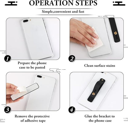 Weewooday 6 Pieces Phone Grip Holder Cell Phone Grip Strap Telescopic Finger Strap Stand Universal Finger Kickstand for Most Smartphones(White, Black)